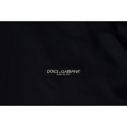 Dolce & Gabbana Dark Blue Wool Stretch Waistcoat Formal Vest
