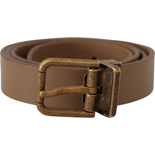 Dolce & Gabbana Brown Solid Leather Brass Buckle Classic Belt 1728,67345645728,90 cm / 36 Inches,Accessories,Belts - Accessories,Belts - Men - Accessories,Brown,Dolce & Gabbana,Material: Leather,Men,Men - Accessories,New with tags,Regular Belts - Belts -