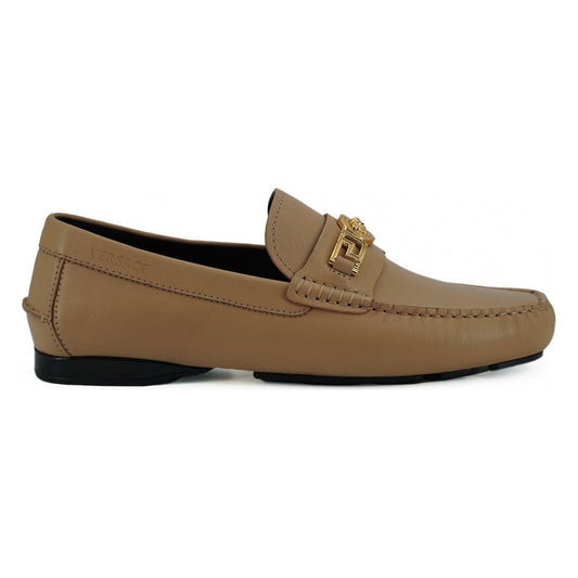 Versace Beige Calf Leather Loafers Shoes Versace