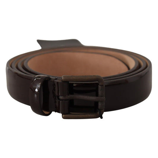 Dolce & Gabbana Black Patent Leather Logo Metal Waist Buckle Belt