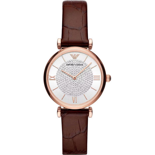 Emporio Armani Brown Steel and Leather Quartz Watch Emporio Armani