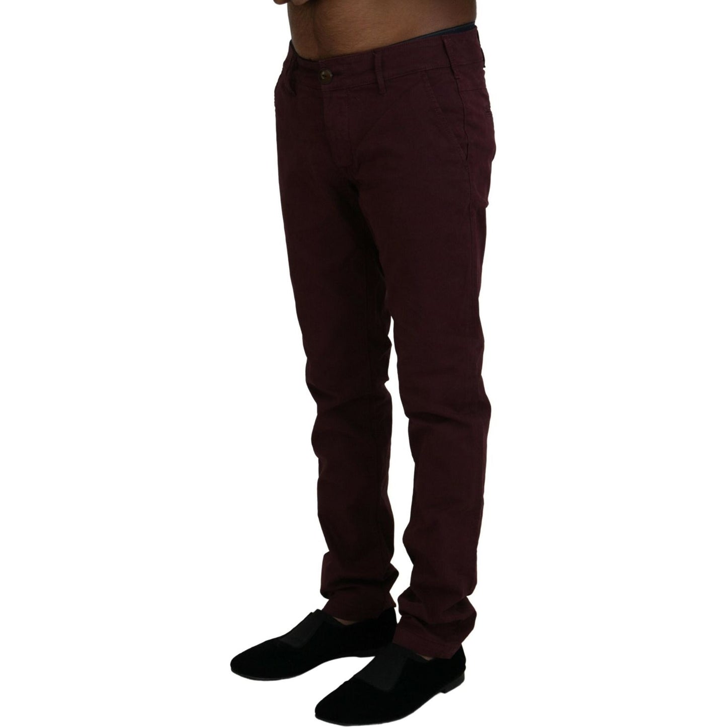 CYCLE Maroon Cotton Stretch Skinny Casual Men Pants CYCLE