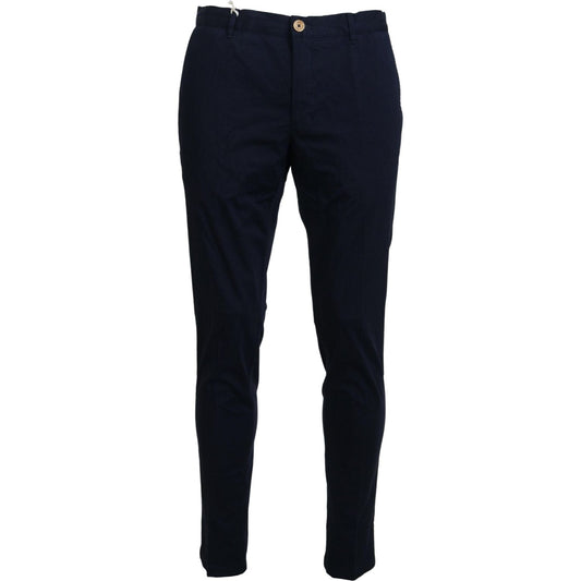 Domenico Tagliente Dark Blue Cotton Skinny Men Pants PAN74076 - 46