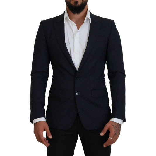 Dolce & Gabbana Blue Wool Slim Fit Formal Coat Blazer KOS2127- 46