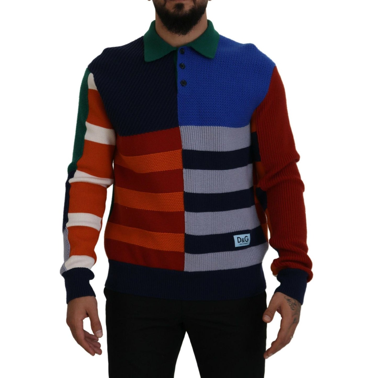 Dolce & Gabbana Multicolor Stripes Wool Pullover Sweater