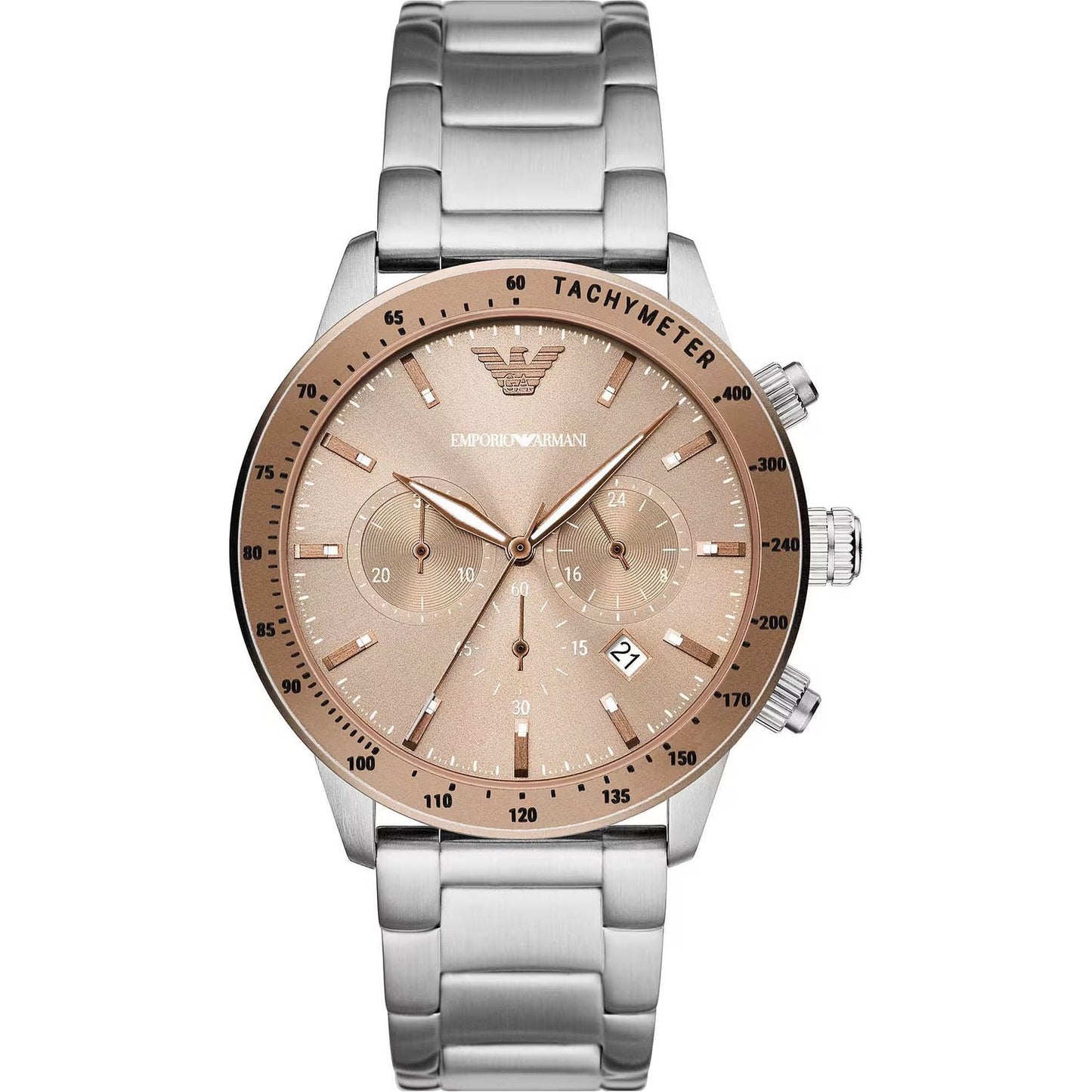 Emporio Armani Bronze and Silver Steel Chronograph Watch Emporio Armani