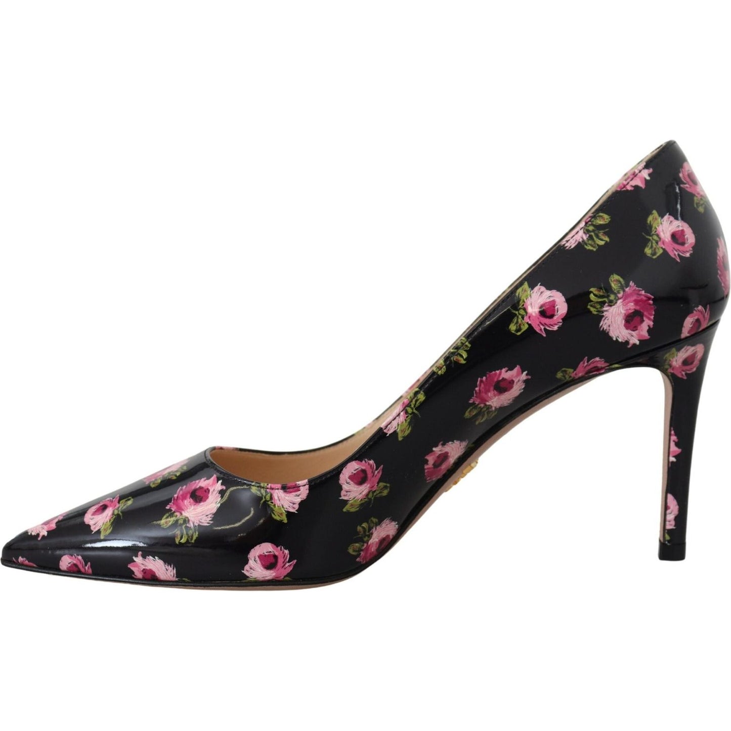 Prada Black Leather Floral Heels Stilettos Pumps Prada
