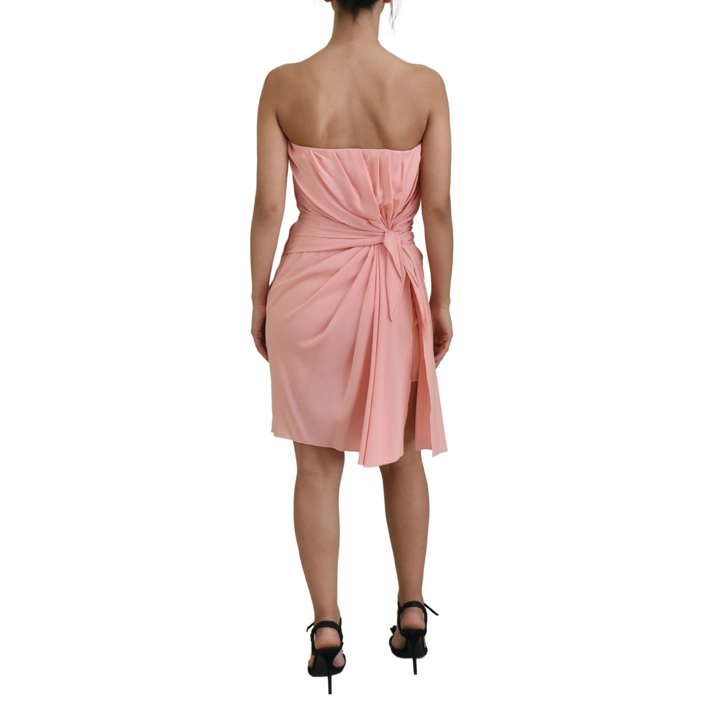 Dolce & Gabbana Pink Silk Stretch Strapless Sheath Dress