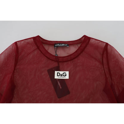 Dolce & Gabbana Maroon Nylon Two Layer Shift Mini Dress