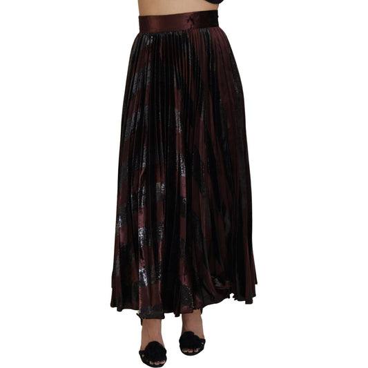 Dolce & Gabbana Brown Polyester High Waist A-line Maxi Skirt Dolce & Gabbana