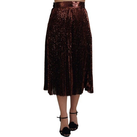 Dolce & Gabbana Bronze Sequined High Waist A-line Maxi Skirt Dolce & Gabbana