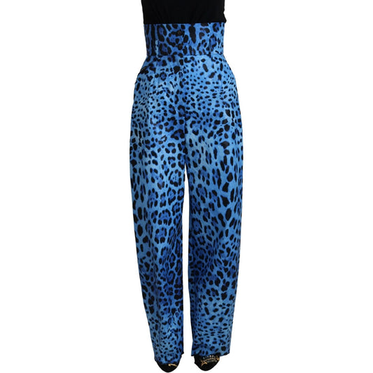 Dolce & Gabbana Blue Leopard Print High Waist Pants PAN74184- 40