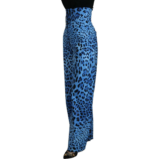 Dolce & Gabbana Blue Leopard Print High Waist Pants PAN74184- 40