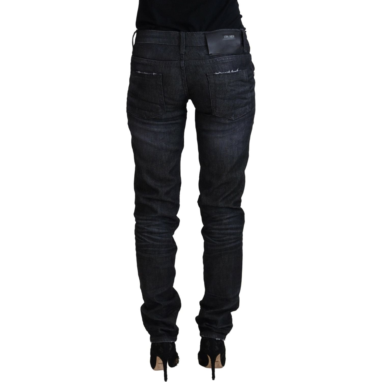 Acht Black Cotton Low Waist Slim Fit Women Casual Denim Jeans