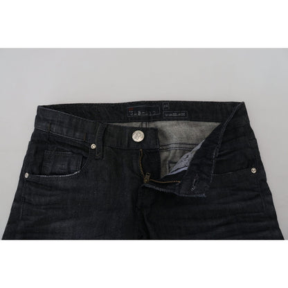 Acht Black Cotton Low Waist Slim Fit Women Casual Denim Jeans Acht