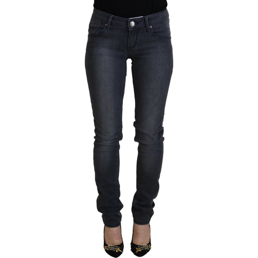Acht Gray Cotton Skinny Low Waist Women Casual Denim Jeans Acht