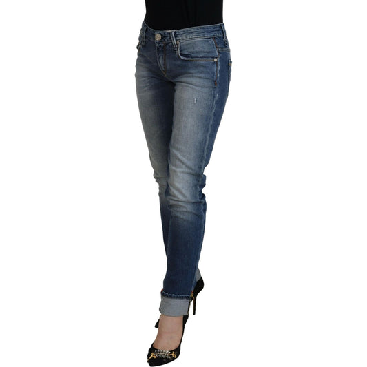 Acht Blue Washed Cotton Low Waist Women Casual Jeans PAN74069- 26