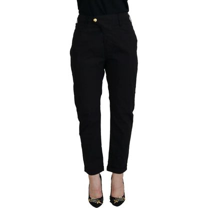 CYCLE Black Cotton Baggy High Waist Women Pants CYCLE