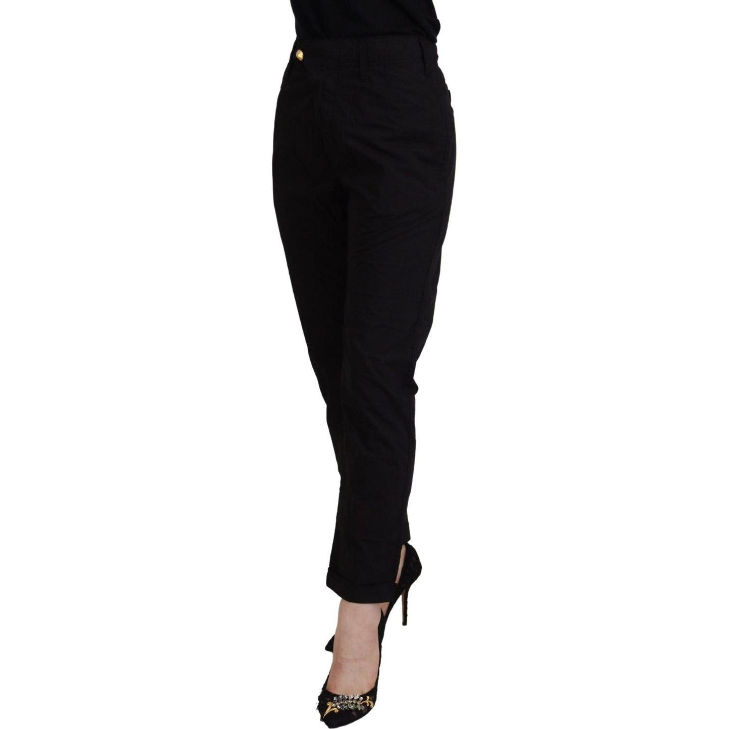 CYCLE Black Cotton Baggy High Waist Women Pants CYCLE