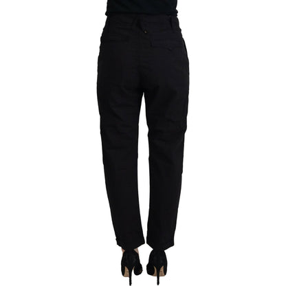 CYCLE Black Cotton Baggy High Waist Women Pants CYCLE