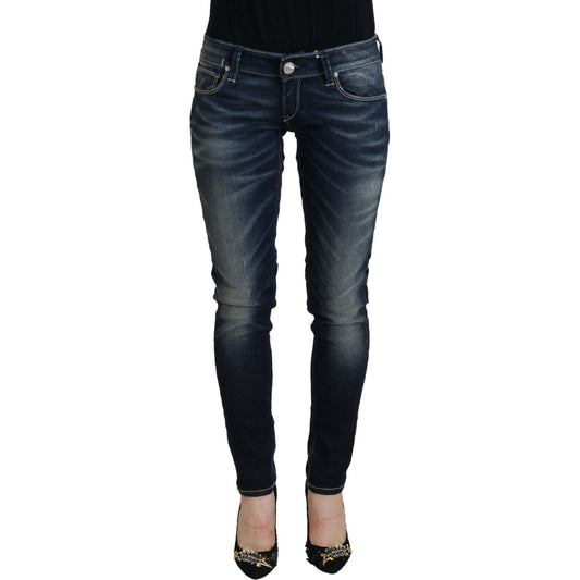 Acht Blue Washed Cotton Slim Fit Women Denim Jeans Acht