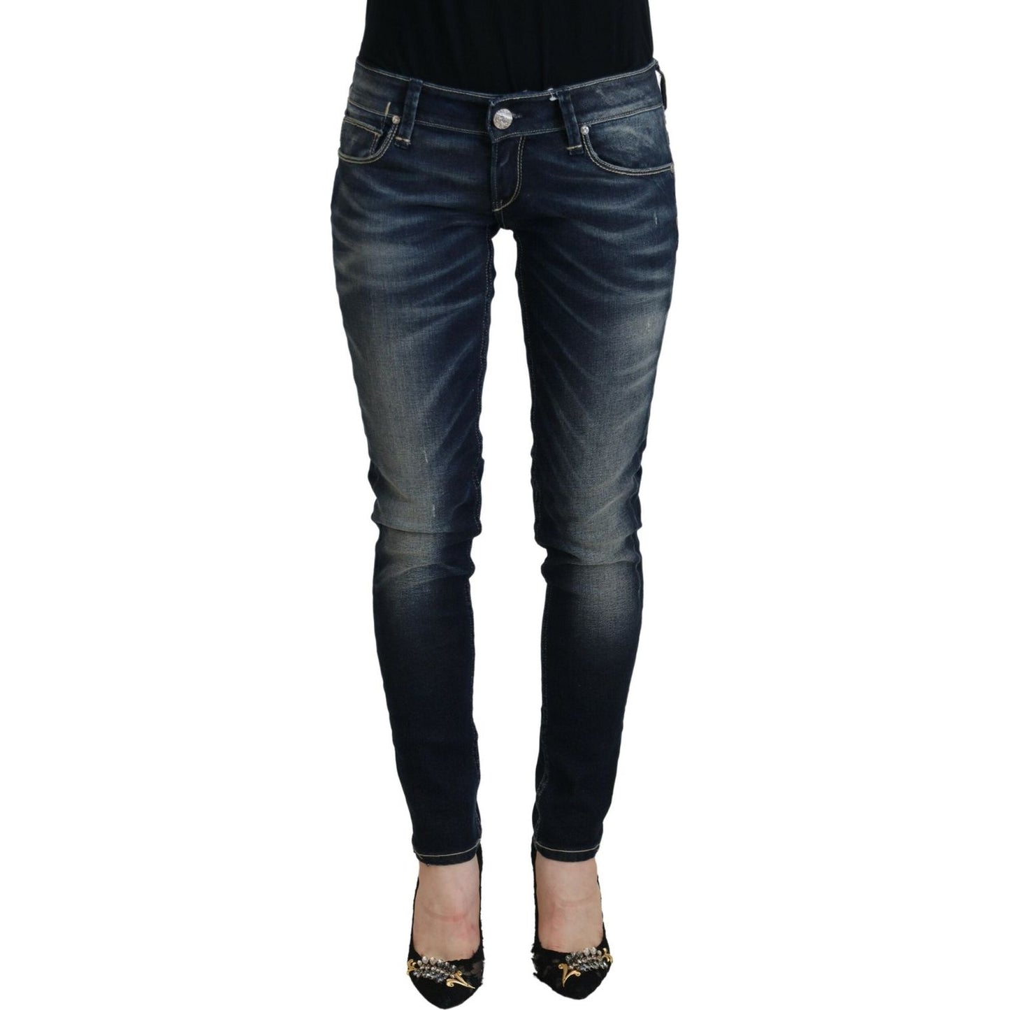 Acht Blue Washed Cotton Slim Fit Women Denim Jeans PAN74114- 26