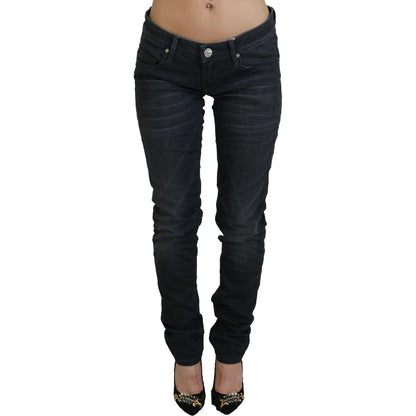 Acht Black Washed Low Waist Slim Fit Cotton Denim Jeans Acht