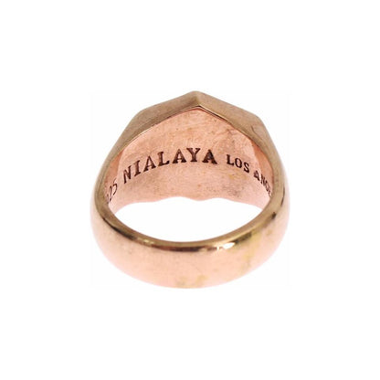 Nialaya Pink Gold 925 Silver Authentic Clear Ring Nialaya