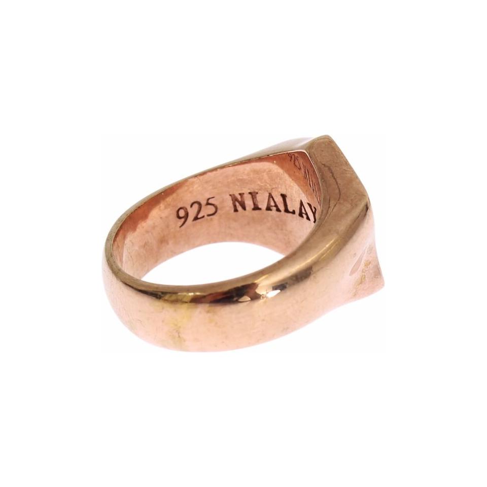 Nialaya Pink Gold 925 Silver Authentic Clear Ring Nialaya