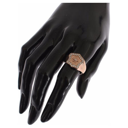 Nialaya Pink Gold 925 Silver Authentic Clear Ring Nialaya