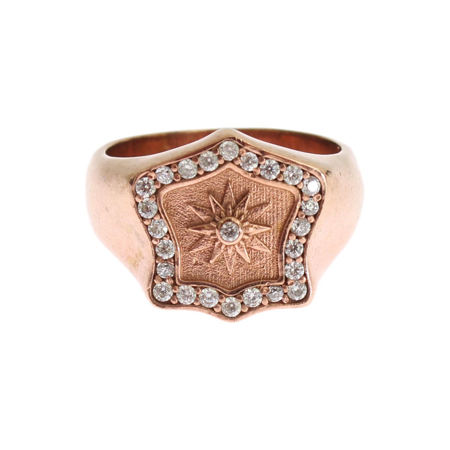 Nialaya Pink Gold 925 Silver Authentic Clear Ring Nialaya