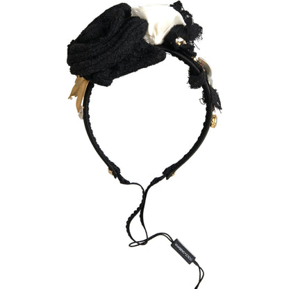 Dolce & Gabbana Diadem Headband Tiara White Rose Crystal Hair Gold Dolce & Gabbana