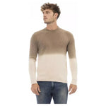 Alpha Studio Beige Alpaca Men Sweater Alpha Studio Rosy Brown