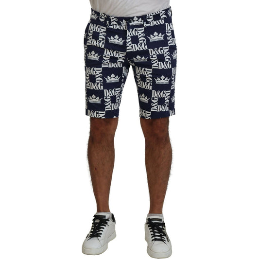 Dolce & Gabbana Blue Logo Print Cotton Chinos Shorts PAN74753- 44