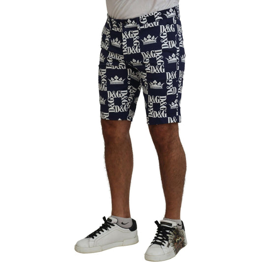 Dolce & Gabbana Blue Logo Print Cotton Chinos Shorts PAN74753- 44