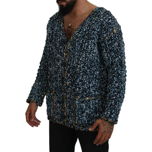 Dolce & Gabbana Blue Button Cardigan Fatto A Mano Sweater TSH83878- M