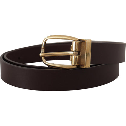 Dolce & Gabbana Dark Brown Calf Leather Gold Tone Metal Buckle