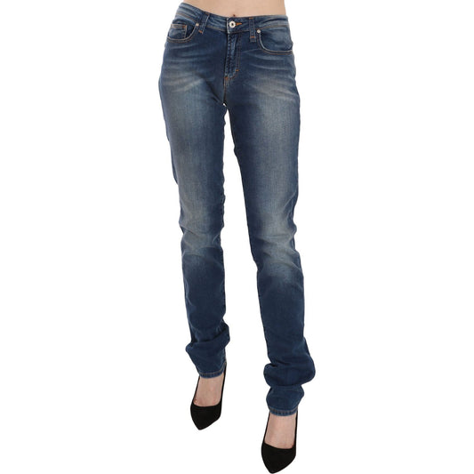 Fiorucci Blue Washed Mid Waist Slim Fit Denim Jeans PAN70607-32