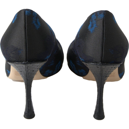 Dolce & Gabbana Blue Floral Ayers Crystal Pumps Shoes LA10220-35.5