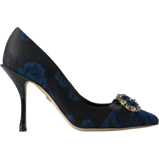 Dolce & Gabbana Blue Floral Ayers Crystal Pumps Shoes LA10220-35.5