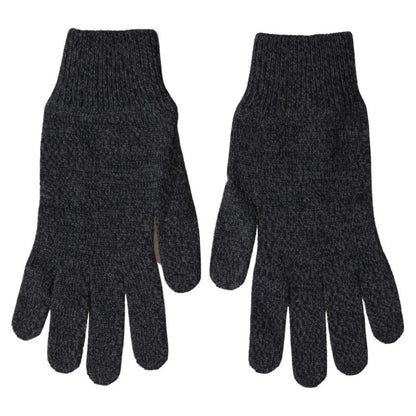 Dolce & Gabbana Gray Virgin Wool Knit Hands Mitten Men Gloves