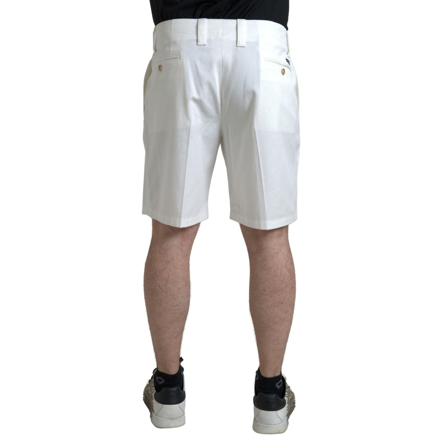 Dolce & Gabbana White Cotton Stretch Men Bermuda Denim Shorts
