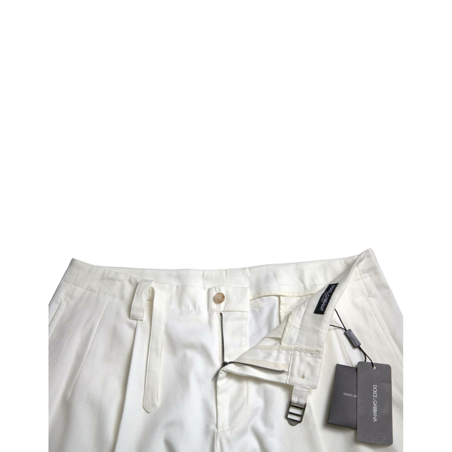 Dolce & Gabbana White Cotton Stretch Men Bermuda Denim Shorts