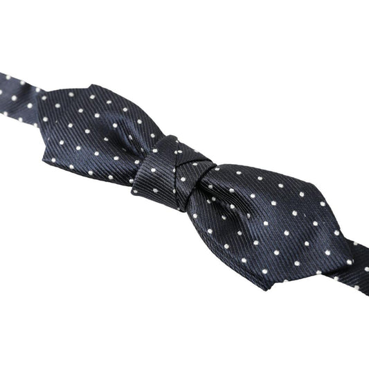 Dolce & Gabbana Blue Polka Dot Silk Adjustable Men Neck Papillon Bow Tie FT3801