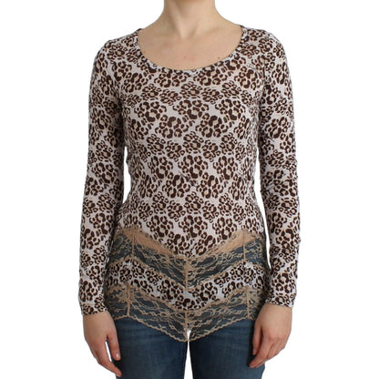 Cavalli Brown longsleeved lace top Cavalli