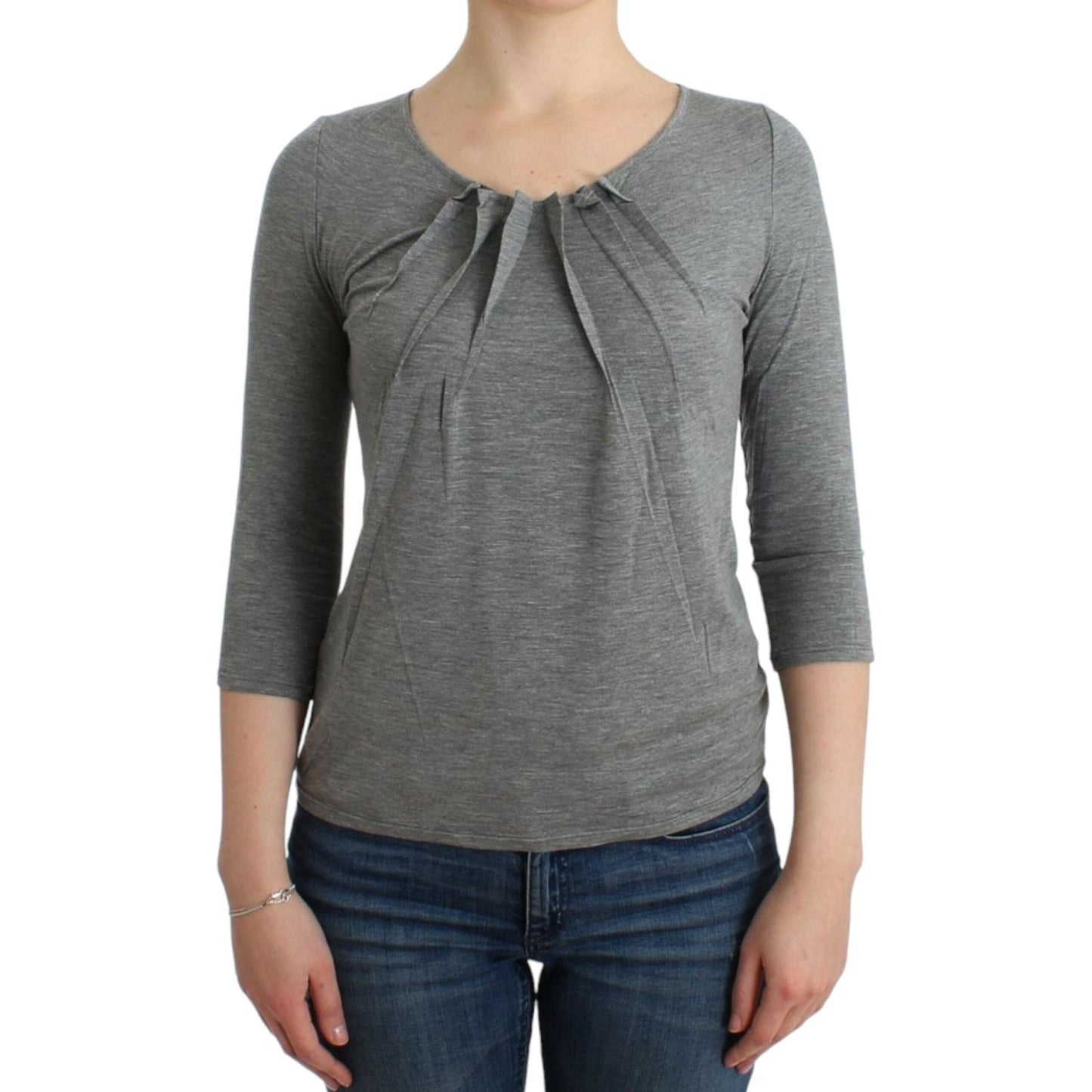 Cavalli Gray 3/4 sleeves jumper top Cavalli