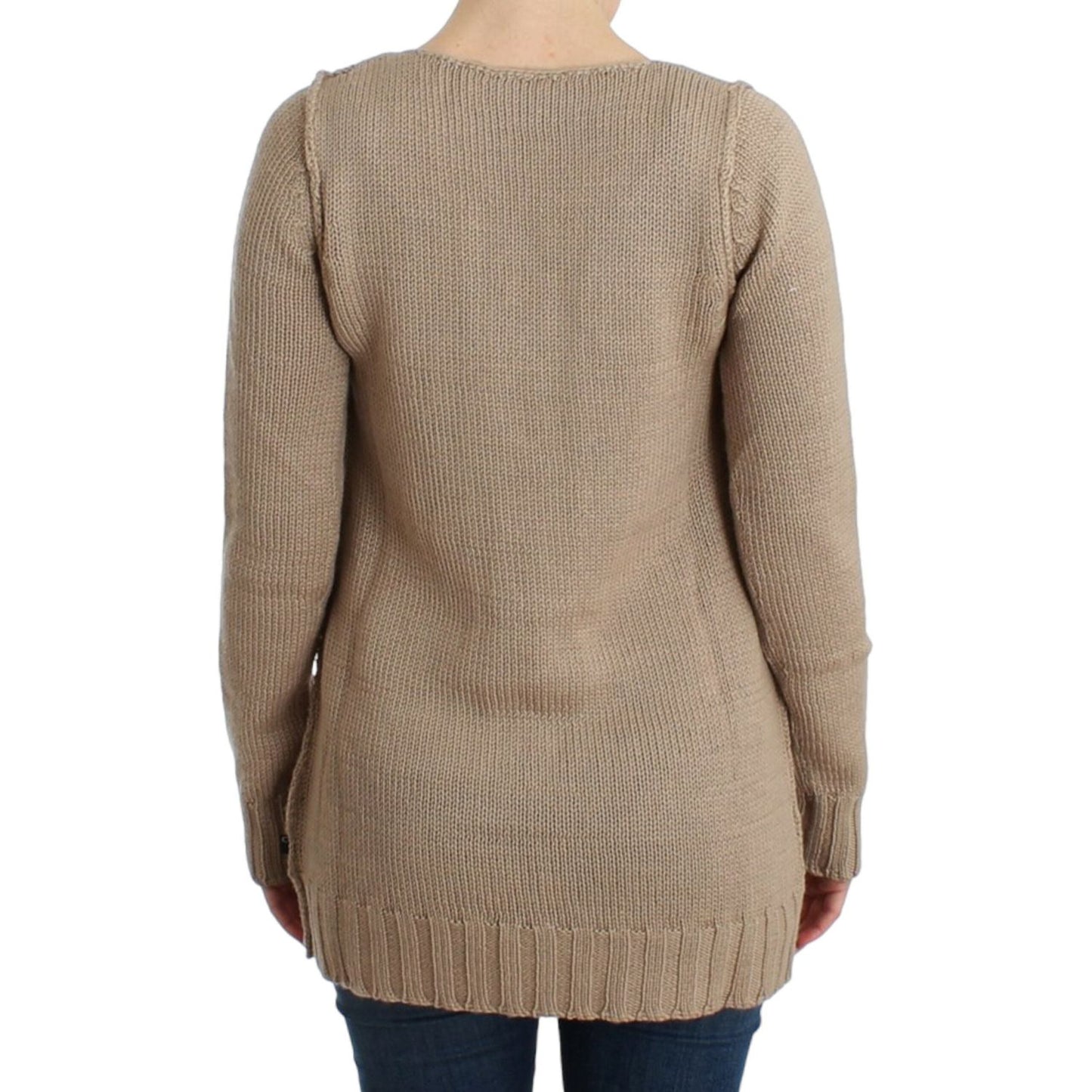 Cavalli Beige knitted wool sweater Cavalli