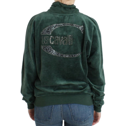Cavalli Green velvet cotton sweater Cavalli