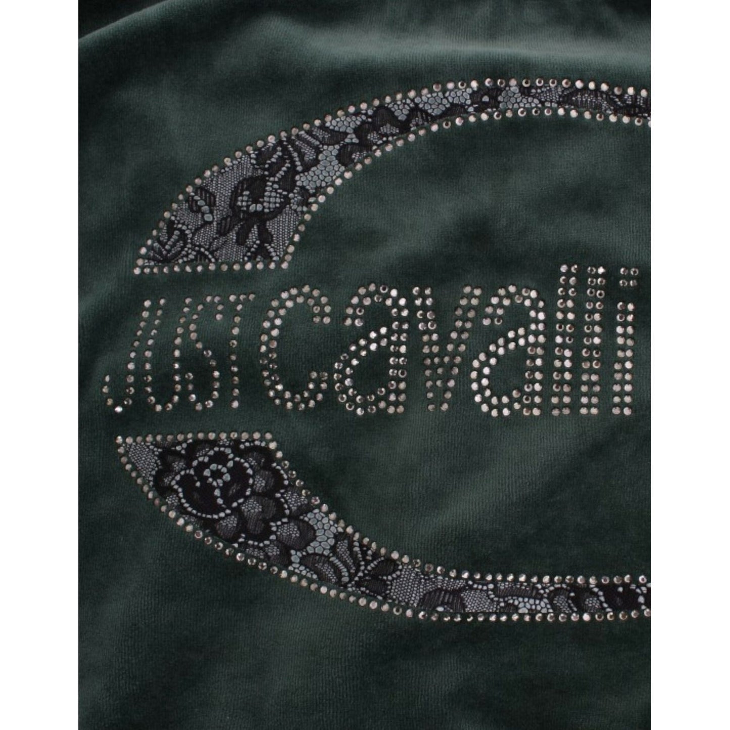 Cavalli Green velvet cotton sweater Cavalli
