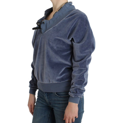 Cavalli Blue velvet cotton sweater Cavalli